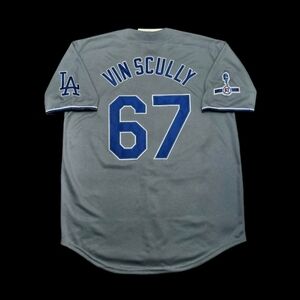 Vince Scully Jersey LA Dodgers VIN & 1950-2016 Sleeve Patches! Stitched SALE!🎁